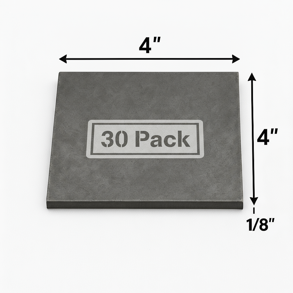4" x 4" x 1/8" Carbon Steel Metal Shim Base Plate - 11ga Welding Test Practice Coupons - A36 Hot Rolled 0.125” Steel Plate - Welding Kit - Bulk Value Packs