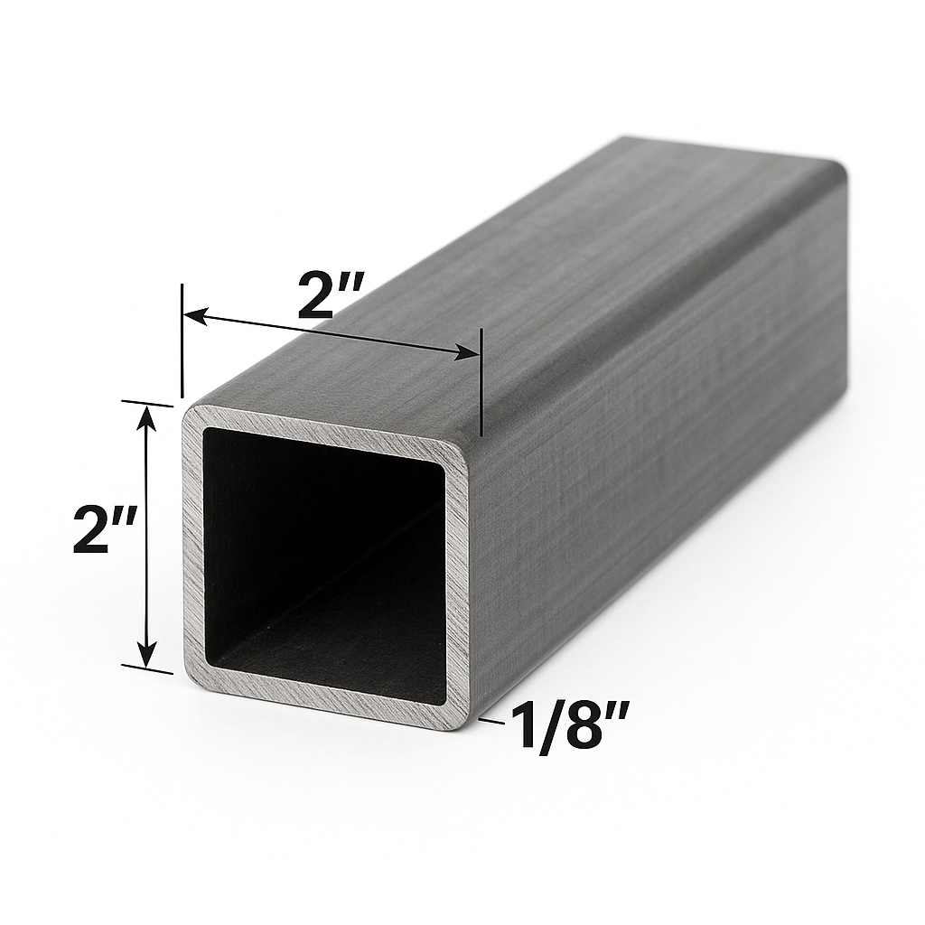 2” x 2” x 11ga HSS Tube Steel - A500 Carbon Steel - Square Hollow Pipe 1/8” - Handrail Tube - 0.125” Square Tube for Structural Fabrication
