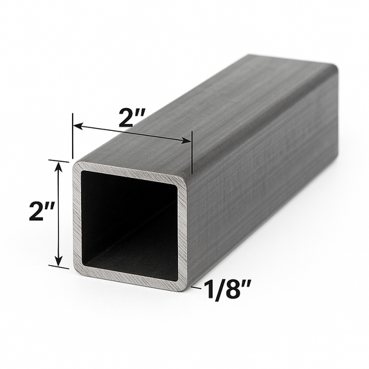 2” x 2” x 11ga HSS Tube Steel - A500 Carbon Steel - Square Hollow Pipe 1/8” - Handrail Tube - 0.125” Square Tube for Structural Fabrication