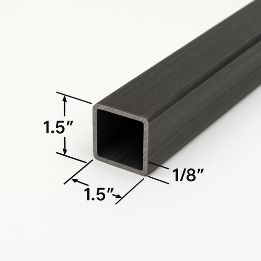 1.5” x 1.5” x 11ga Tube Steel - 1/8” HSS Square Hollow Pipe A500 Hot Rolled Carbon Steel - HSS Structural Hollow Square Steel Pipe 11ga - 0.125” Square Tube for Handrails and Fabrication - Construction Tubing