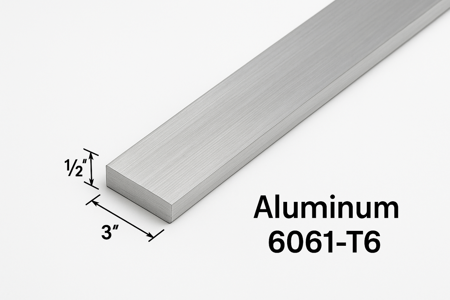 1/2” x 3” Aluminum Flat Bar - 6061-T6 Aluminum Strip Plate - 0.5” x 3” Bar Stock - Solid Rectangle Aluminum Bar For Fabrication or Welding Practice