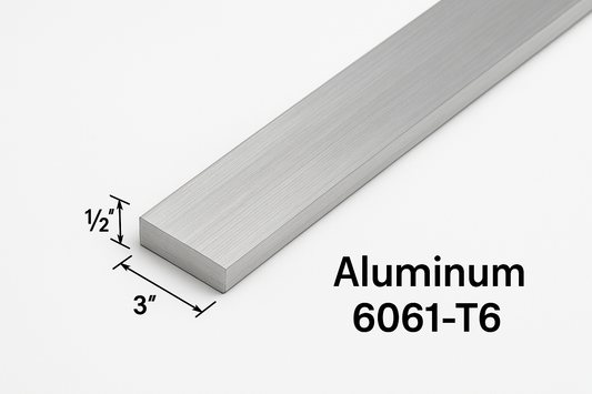 1/2” x 3” Aluminum Flat Bar - 6061-T6 Aluminum Strip Plate - 0.5” x 3” Bar Stock - Solid Rectangle Aluminum Bar For Fabrication or Welding Practice