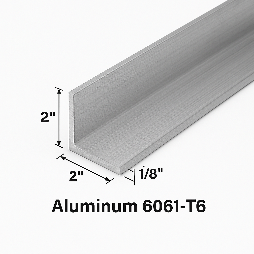 Two inch by two inch by one eight inch aluminum angle grade 6061-T6