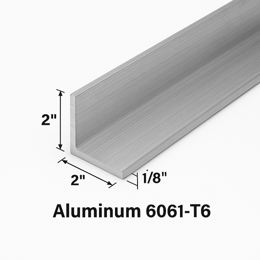 Two inch by two inch by one eight inch aluminum angle grade 6061-T6