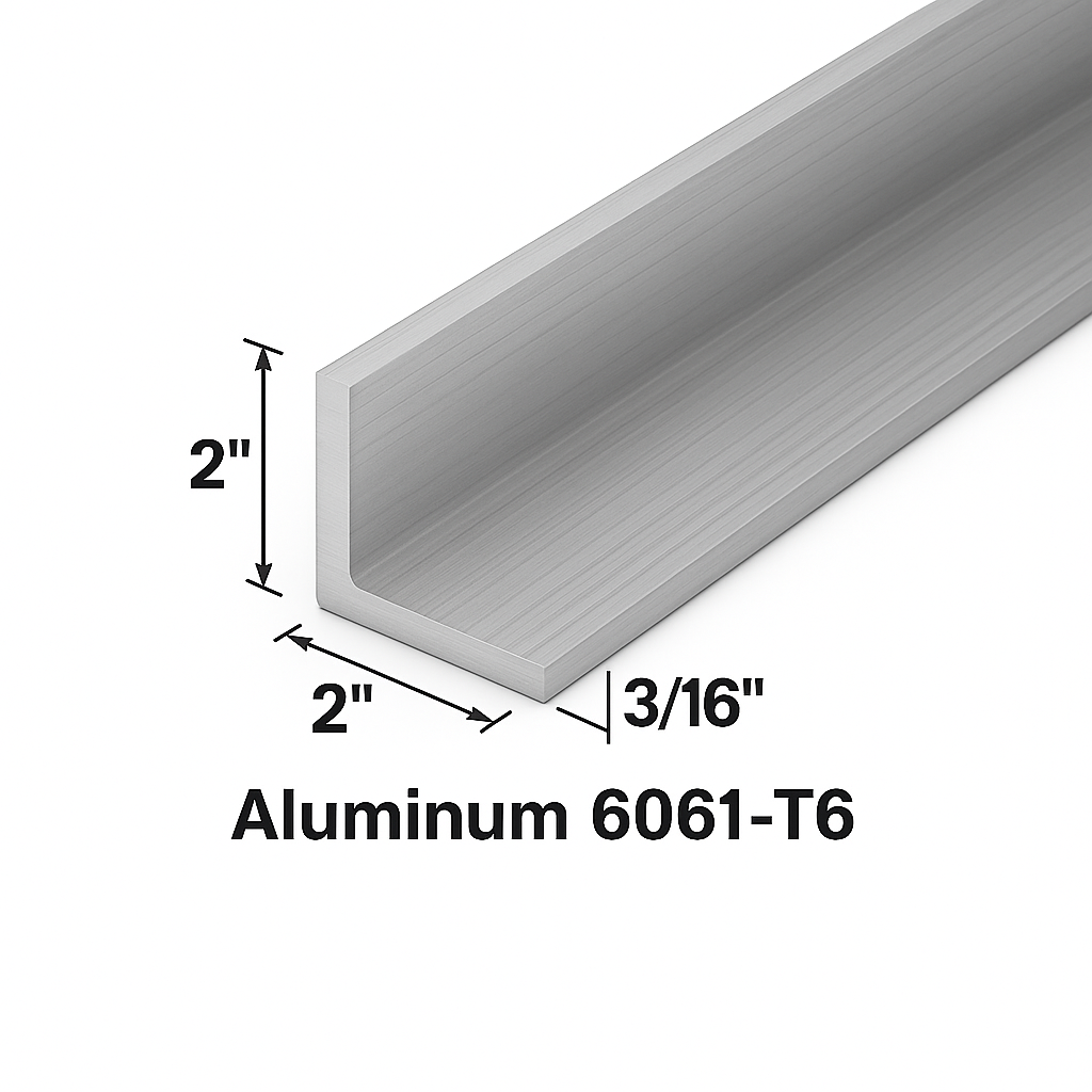 2” x 2” x 3/16” Aluminum Angle - 6061-T6 Aluminum Bracket Trim - 0.1875” Aluminum Brace Angle - L-Channel