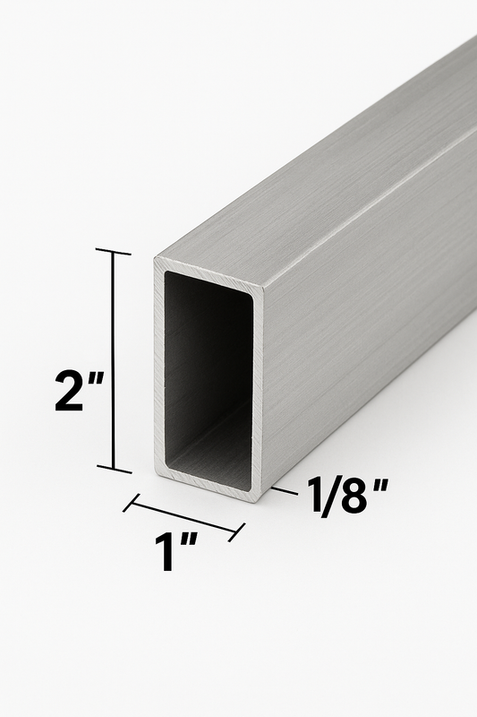 2” x 1” x 1/8”Aluminum Square Tube 6063- Hollow 0.125” Pipe - 11ga Aluminum Structural Hollow Square Pipe 11ga - Square Tube for Handrails, Fabrication, and Construction
