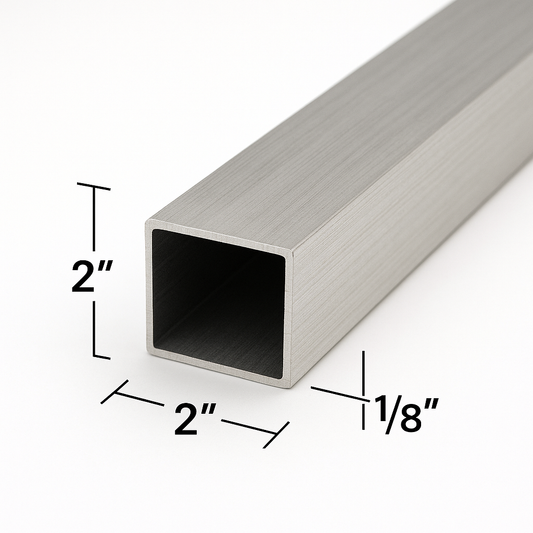 2” x 2” x 1/8” Aluminum 6063-T5 - Square Tube - Hollow 0.125” Pipe - 11ga Aluminum Structural Hollow Square Pipe 11ga - Square Tube for Handrails, Fabrication, and Construction