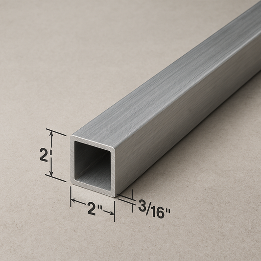 Aluminum square tube that is two inches by two inches by 0.1875” thick