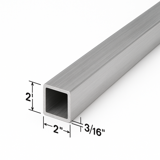 Aluminum square tube 2” by 2” by 3/16”