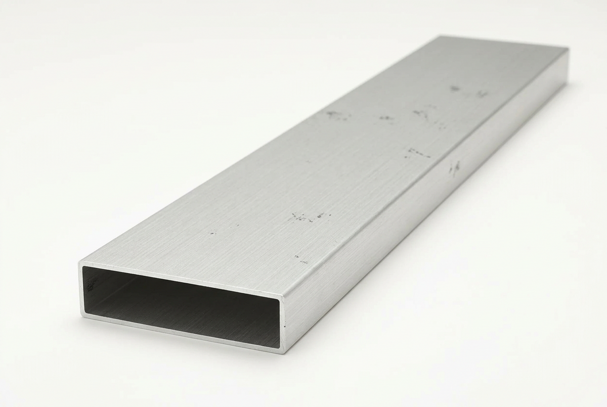 Metallic rectangular tube on a white background
