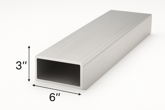 6” x 3” x 3/16” Aluminum Metal Rectangle Tube - 6061-T6 - Hollow Pipe - Aluminum Structural Hollow Rectangle Pipe - 0.1875” Rectangle Tube for Fabrication and Construction