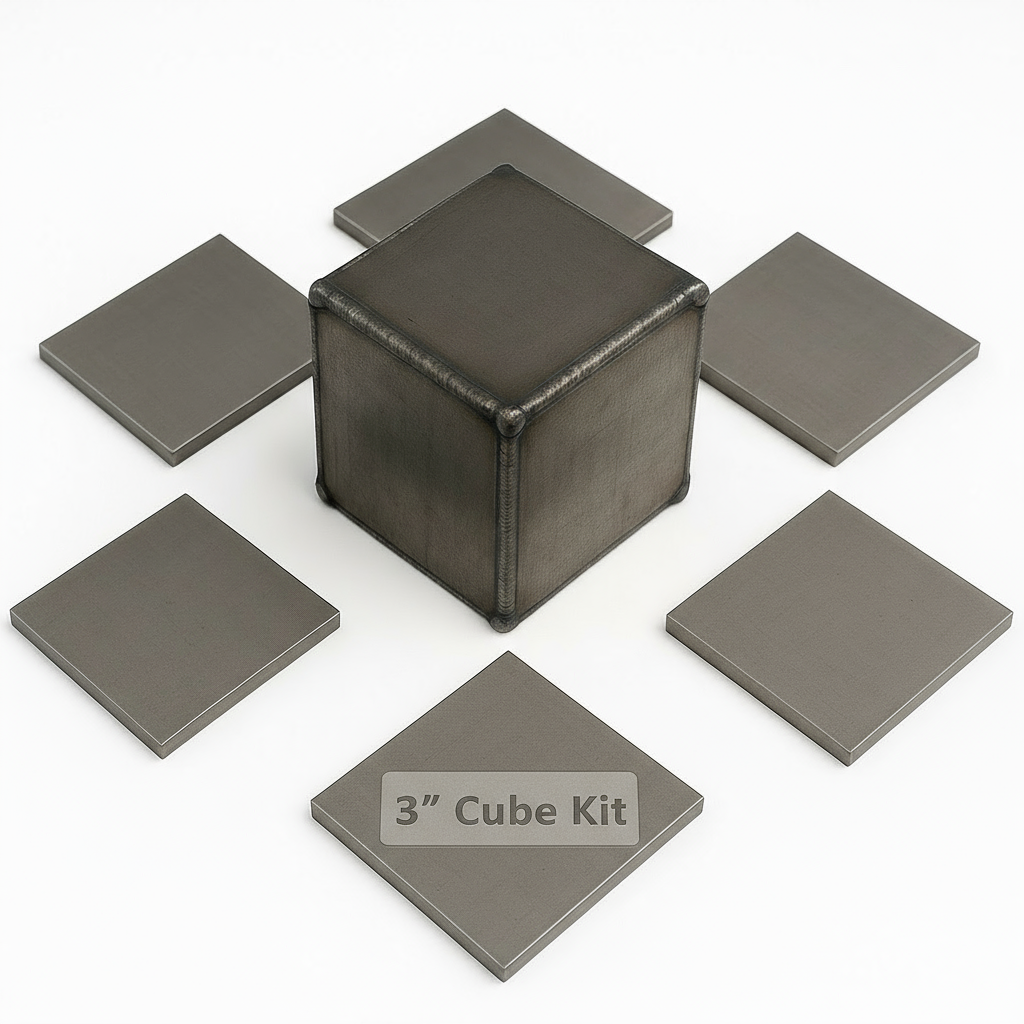 Steel Cube Metal Welding Kit - Available Sizes: 1” - 2” - 3” - 4” - 5” - 6”- Includes 6 Pieces 1/8” Thick of Hot Rolled A36 Carbon Steel - Welding Practice Cube kit -