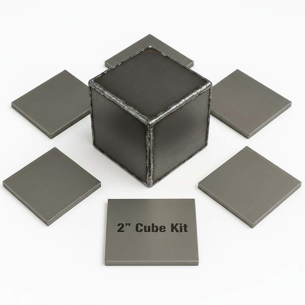 Steel Cube Metal Welding Kit - Available Sizes: 1” - 2” - 3” - 4” - 5” - 6”- Includes 6 Pieces 1/8” Thick of Hot Rolled A36 Carbon Steel - Welding Practice Cube kit -