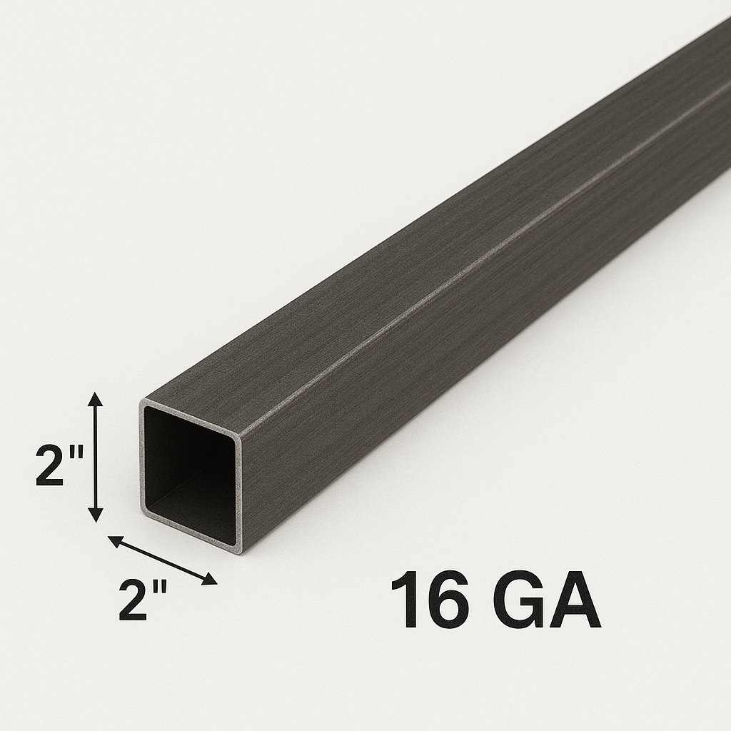 2” x 2” x 16ga HSS Tube Steel - A500 Hot Rolled Carbon Steel - Metal Square Hollow Pipe - 0.065” Square Tube for Structural Fabrication