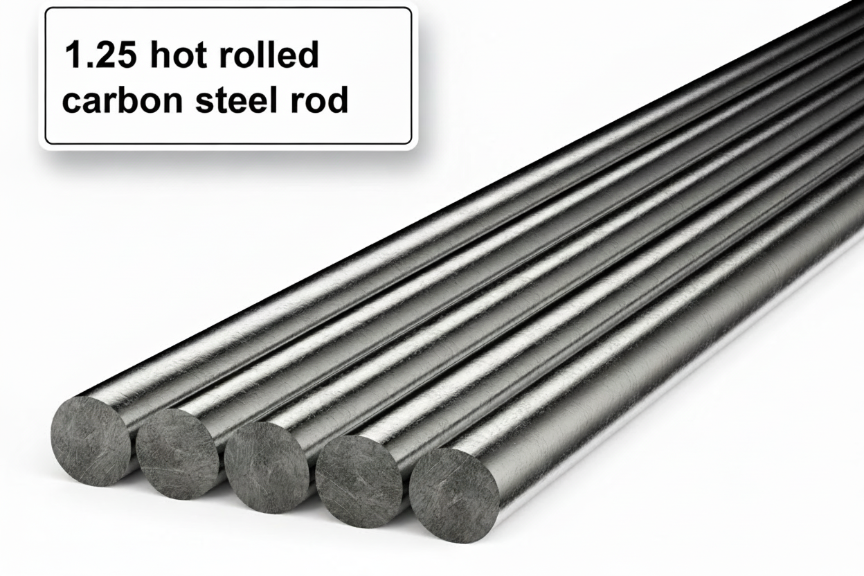 Image of 5 round bars. Solid metal rods 1.25”