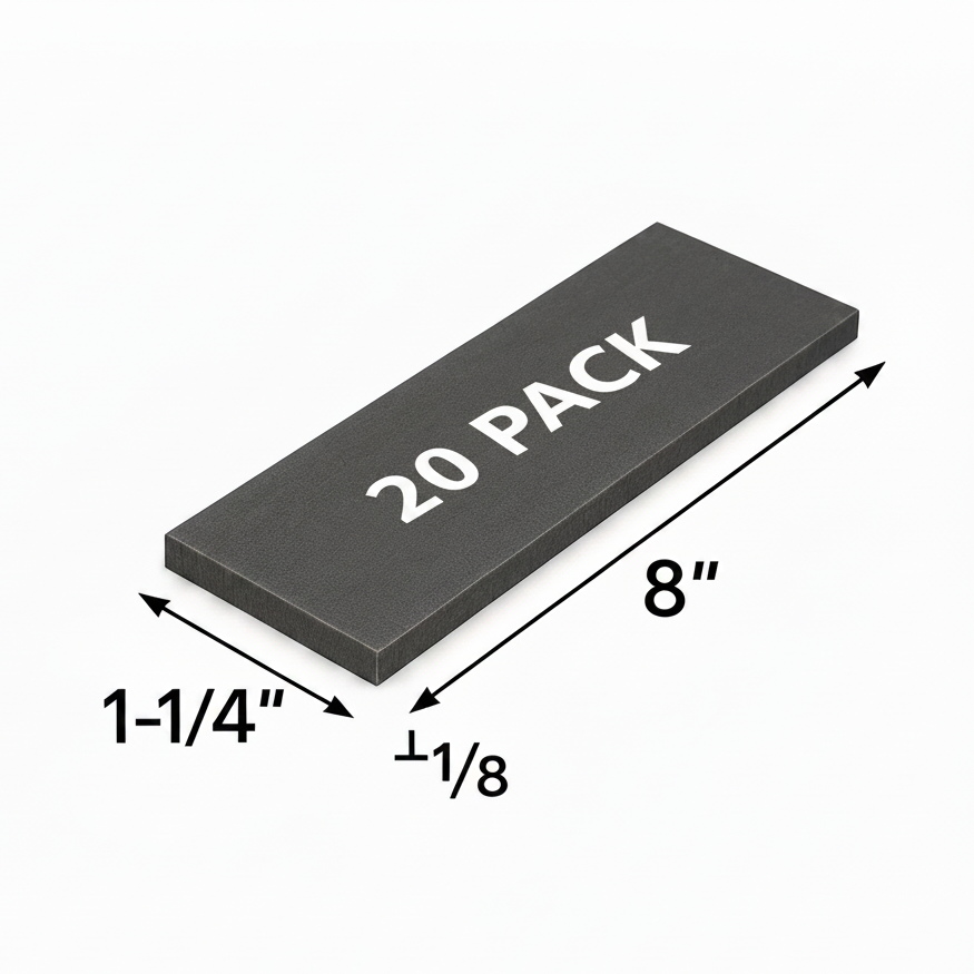 Inch and 1/4 x 8” steel shim 20 pack