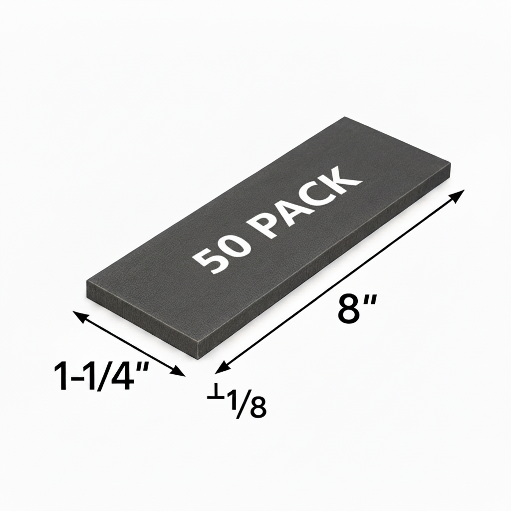 Inch and 1/4 x 8” steel shim 50 pack