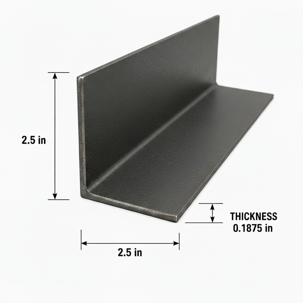 2 1/2” x 2 1/2” x 3/16” Steel Angle Iron A36 Hot Rolled Carbon Steel Angle Trim Bracket 2.5” x 2.5” x 0.1875” Metal Lintel Brace