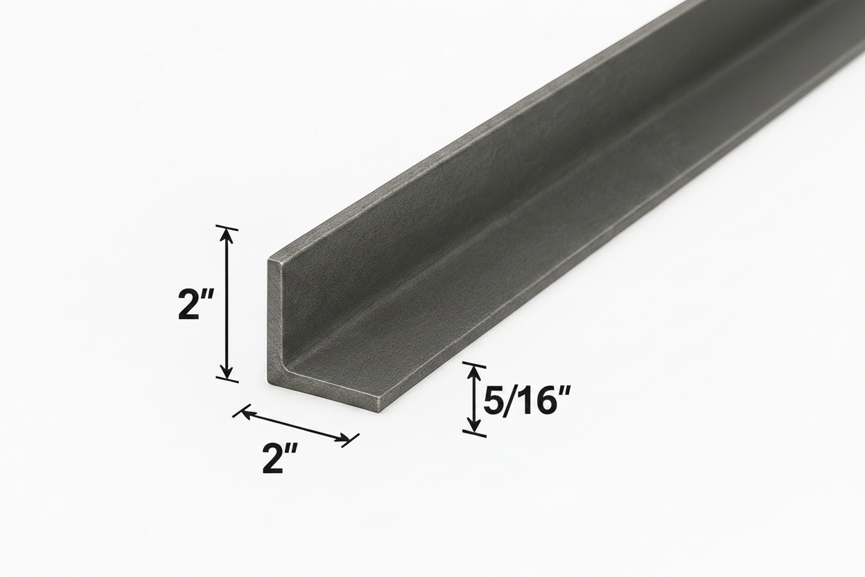 2” x 2” x 5/16” Steel Angle Iron Bracket A36 Hot Rolled Steel Lintel Brace 0.3125” Trim