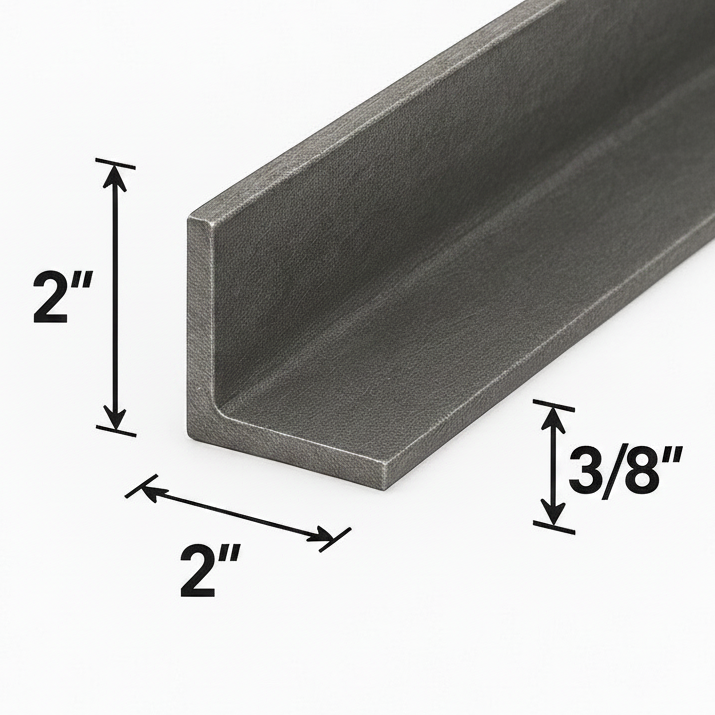 2” x 2” x 3/8” Steel Angle Iron A36 Hot Rolled Carbon Steel Angle Bracket 0.375” Trim Brace
