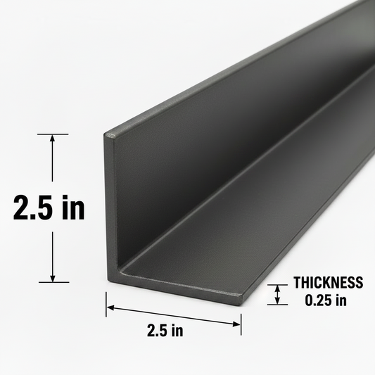 2 1/2” x 2 1/2” x 1/4” Steel angle Iron A36 Hot Rolled Angle Bracket 2.5” x 2.5” x 0.25” Metal Brace Trim Lintel