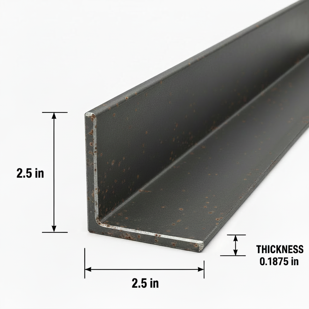 2 1/2” x 2 1/2” x 3/16” Steel Angle Iron A36 Hot Rolled Carbon Steel Angle Trim Bracket 2.5” x 2.5” x 0.1875” Metal Lintel Brace