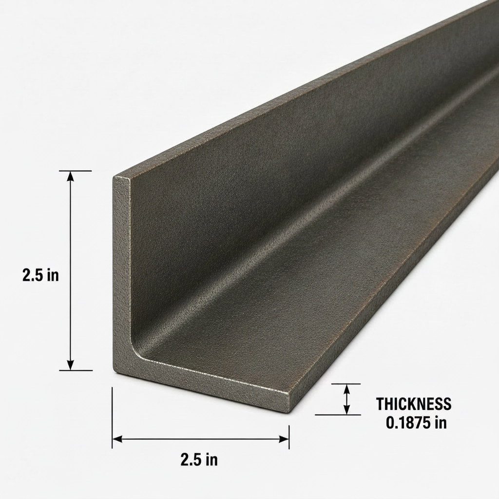 2 1/2” x 2 1/2” x 3/16” Steel Angle Iron A36 Hot Rolled Carbon Steel Angle Trim Bracket 2.5” x 2.5” x 0.1875” Metal Lintel Brace