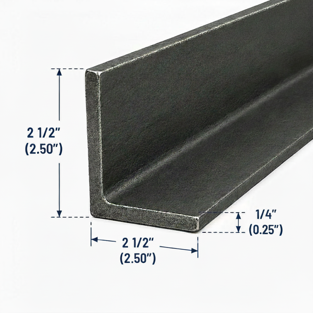 2 1/2” x 2 1/2” x 1/4” Steel angle Iron A36 Hot Rolled Angle Bracket 2.5” x 2.5” x 0.25” Metal Brace Trim Lintel