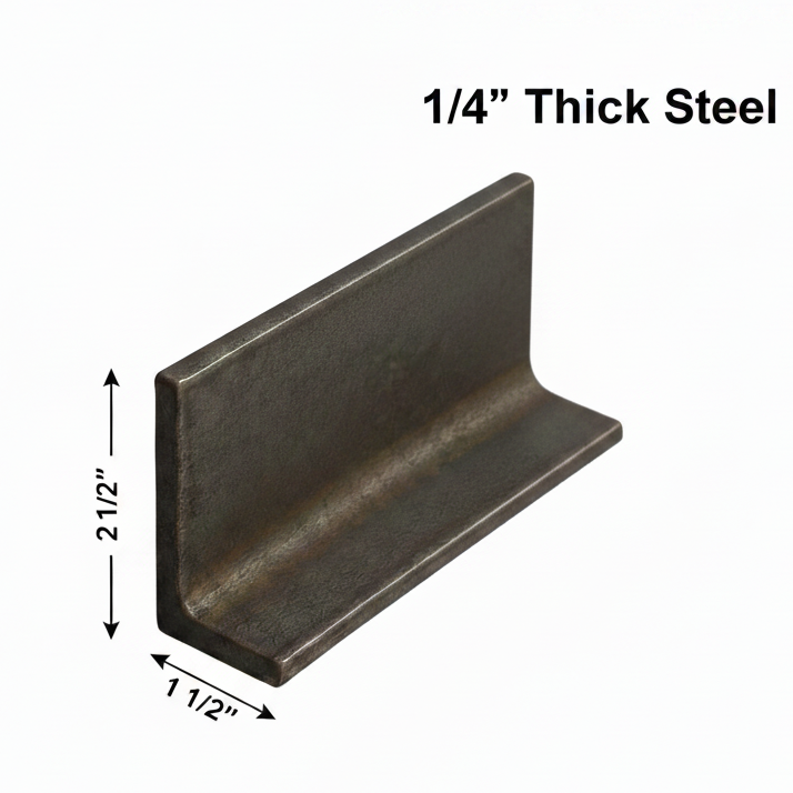 Metal bracket on a white background 1/4” thick zoomed