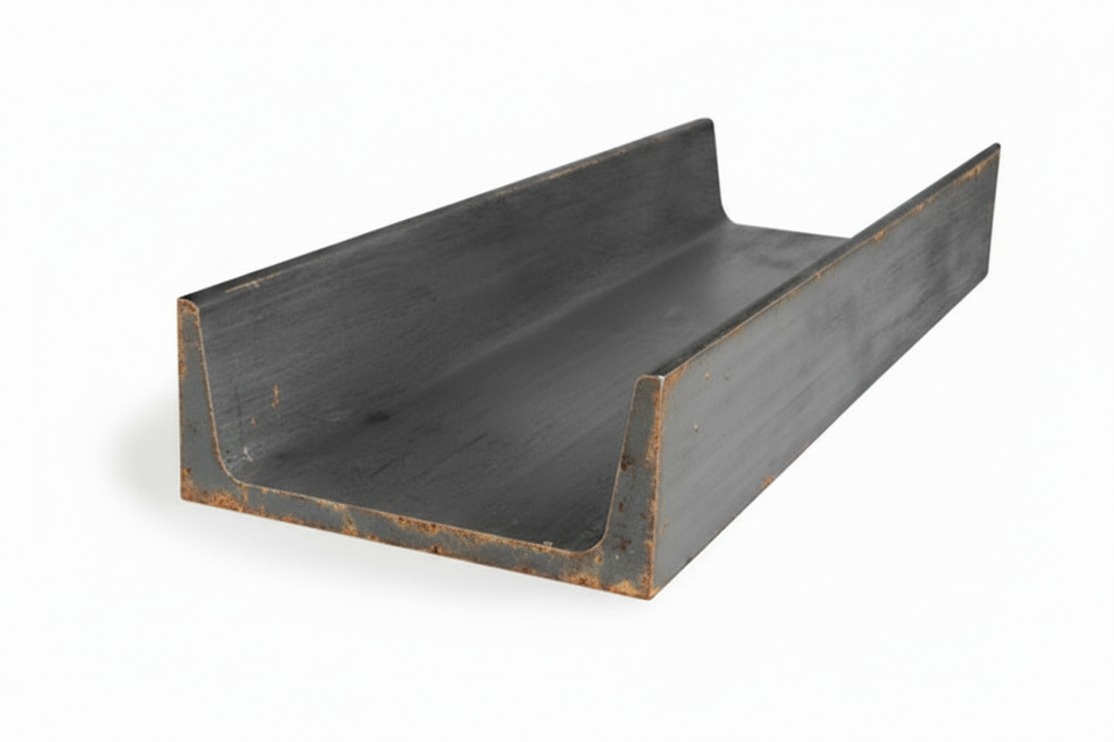 Metal channel on a white background