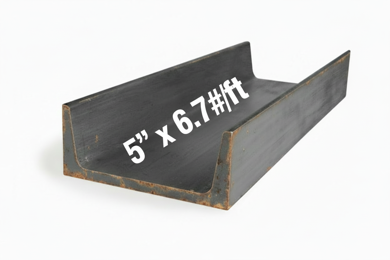 Metal channel on a white background 5” x 6.7#\ft