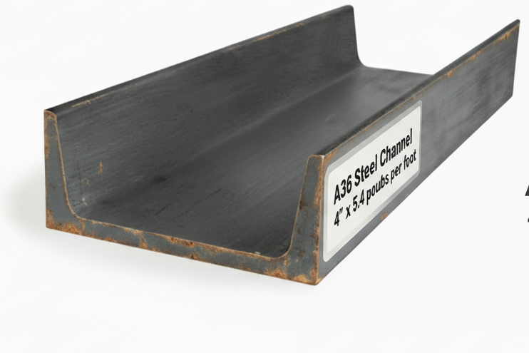 4” x 5.4# Steel Channel A36 Hot Rolled Bare Carbon Steel C-Bar Structural Metal C-Channel 4”Depth 5.4 lbs/ft