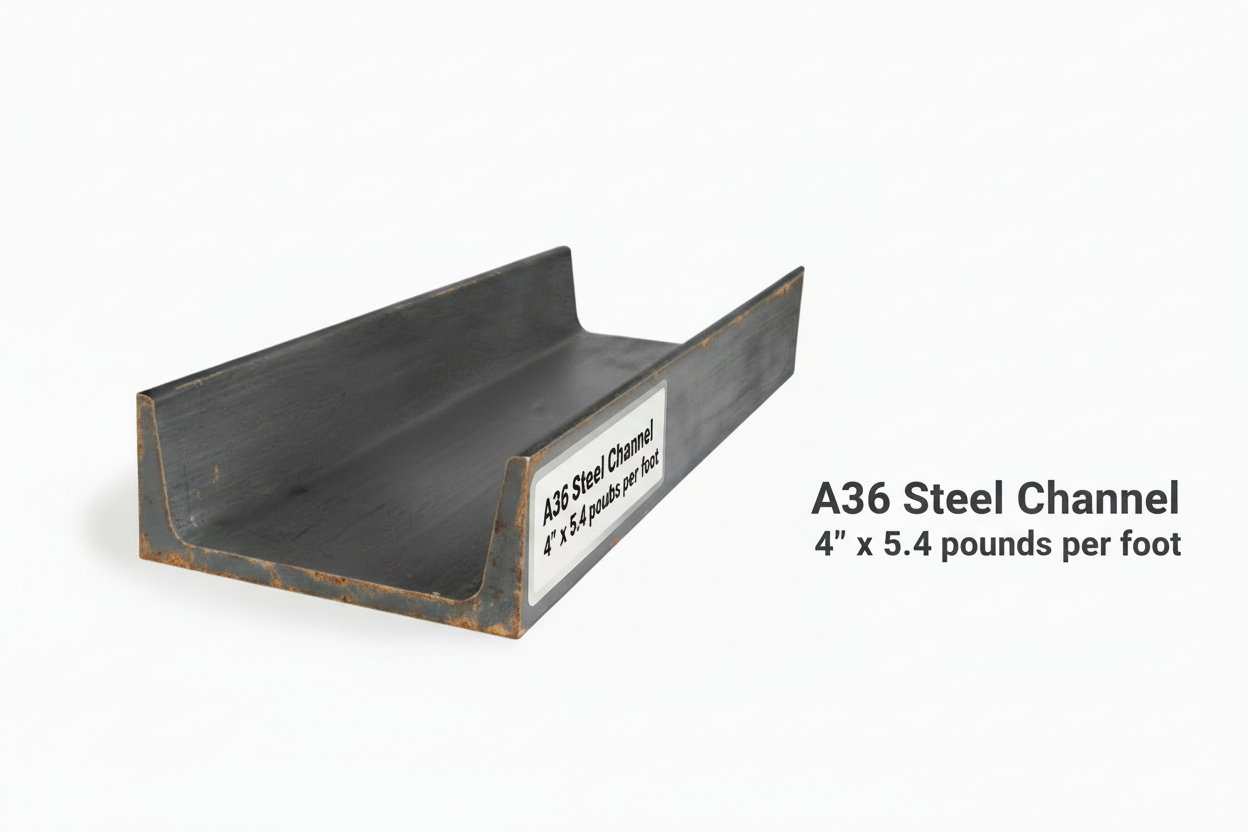 4” x 5.4# Steel Channel A36 Hot Rolled Bare Carbon Steel C-Bar Structural Metal C-Channel 4”Depth 5.4 lbs/ft
