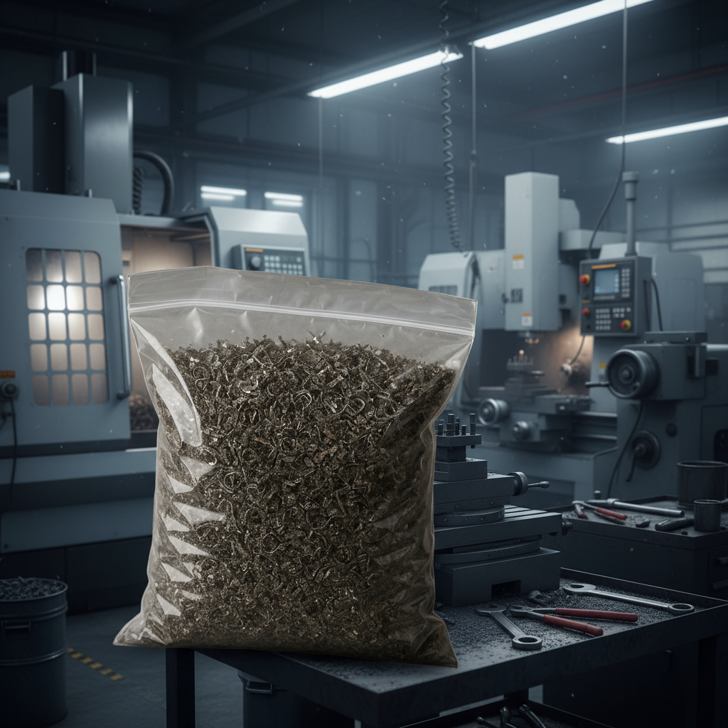 Metal shavings in a machine shop