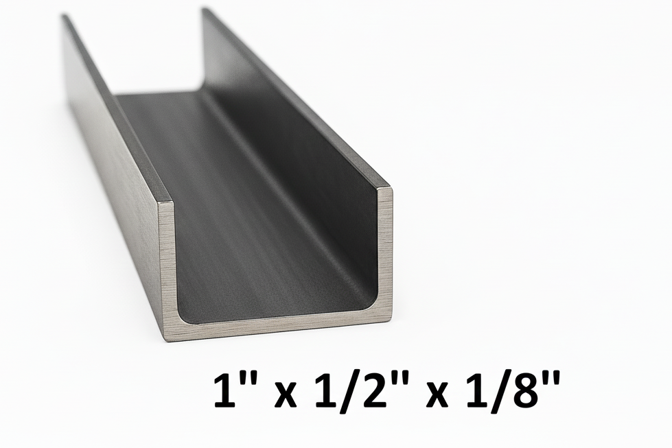 Metallic U-shaped profile on a white background