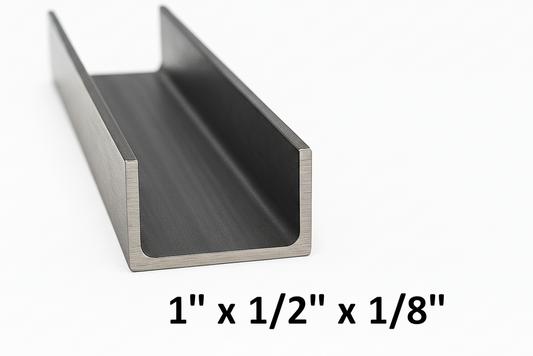 Metallic U-shaped profile on a white background