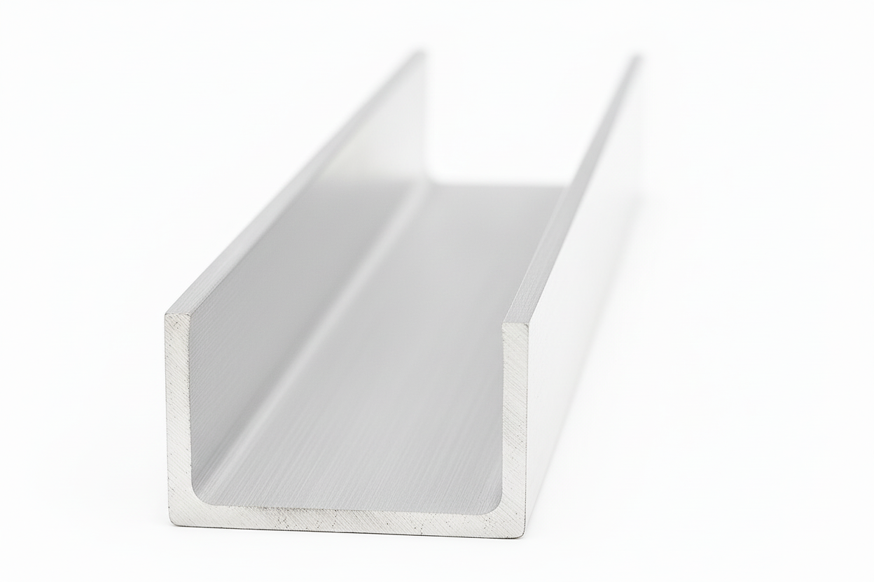 Metallic U-shaped profile on a white background