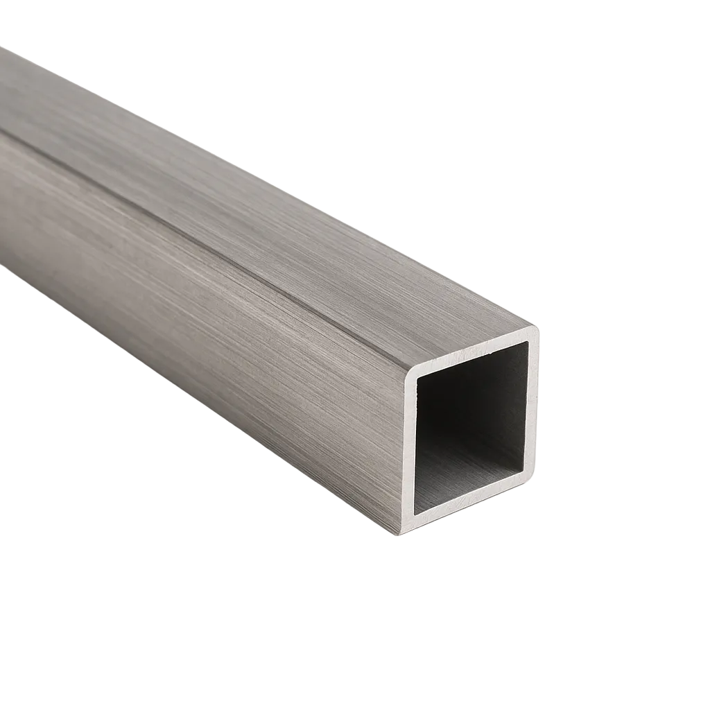 Metallic square tube on a white background