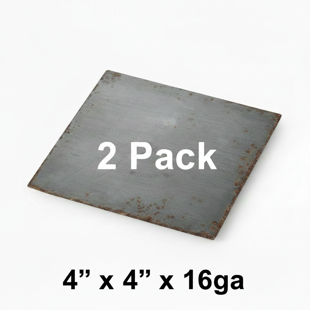 Older Square steel shim plate A36 hot rolled carbon steel plate thin 4x4x16ga 2 pack