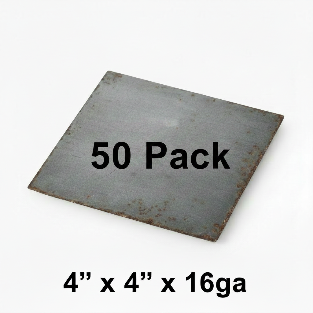 Older Square steel shim plate A36 hot rolled carbon steel plate thin 4x4x16ga 50 pack