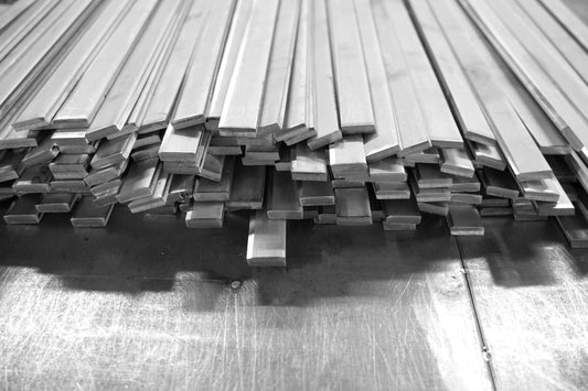 Pile of metal flat bar strip plate