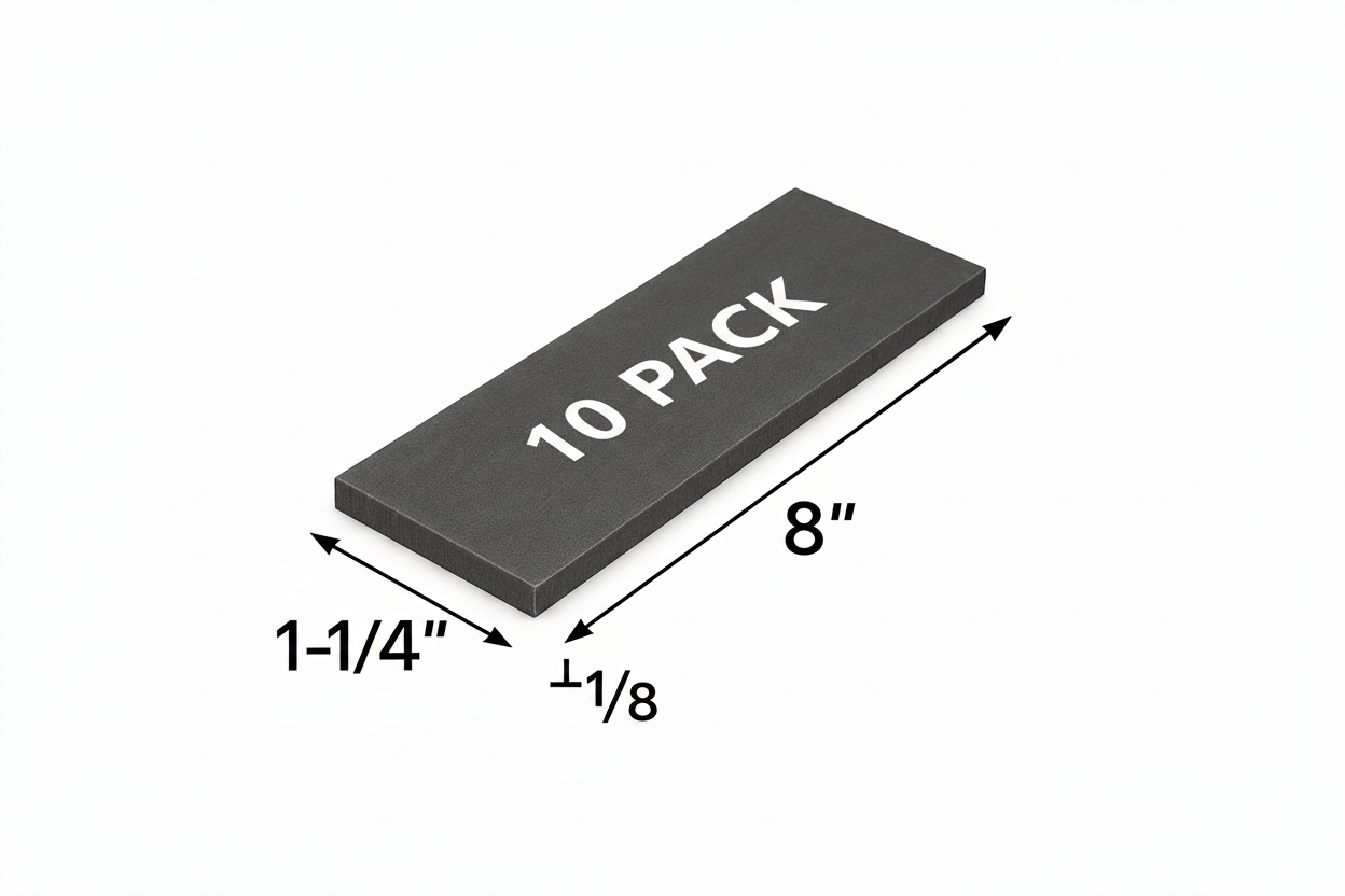Rectangular black stone with dimensions labeled on a white background 10 pack