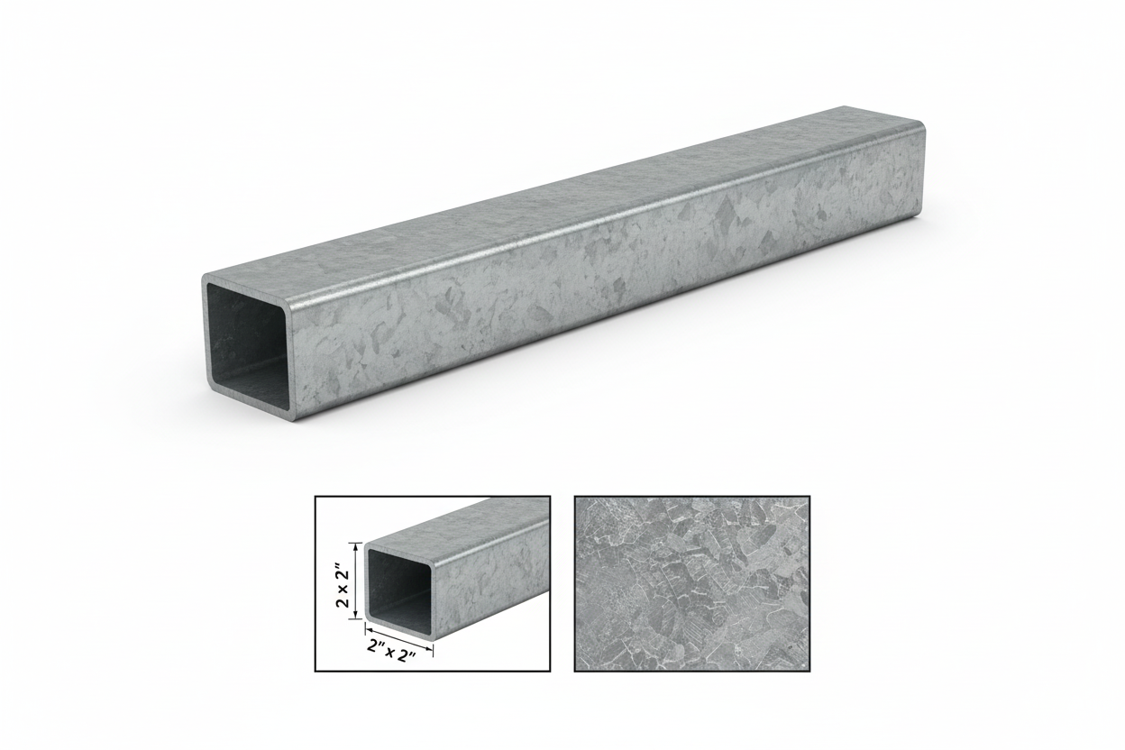2” x 2” x 11ga Galvanized Tube Steel 1/8” Square Pipe 0.125” HSS Galvanized Structural Steel Tube