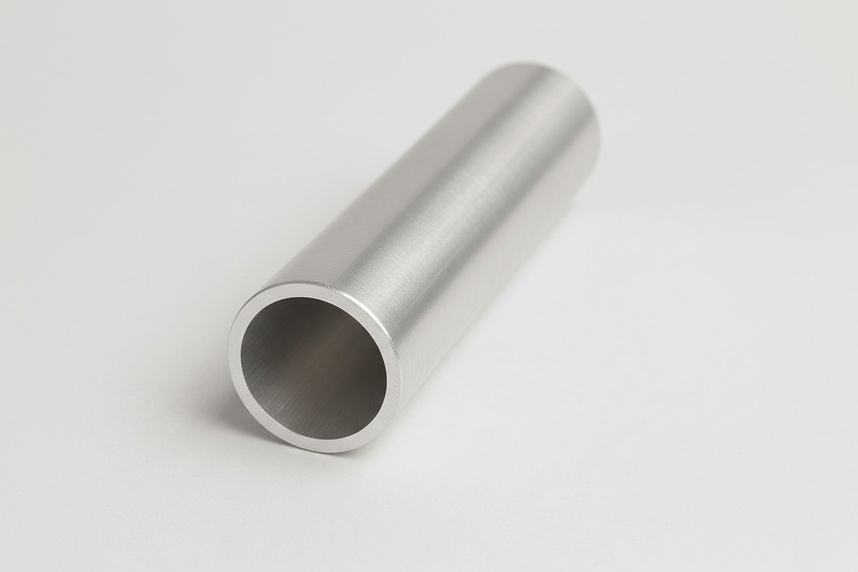 Section of pipe at an angle showing the thickness and diameter of the edge