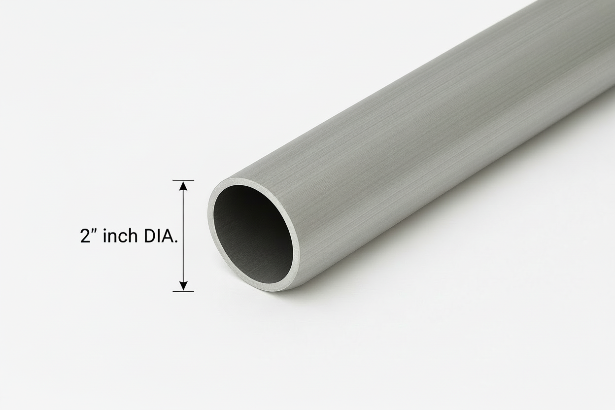 Silver metal tube on a white background