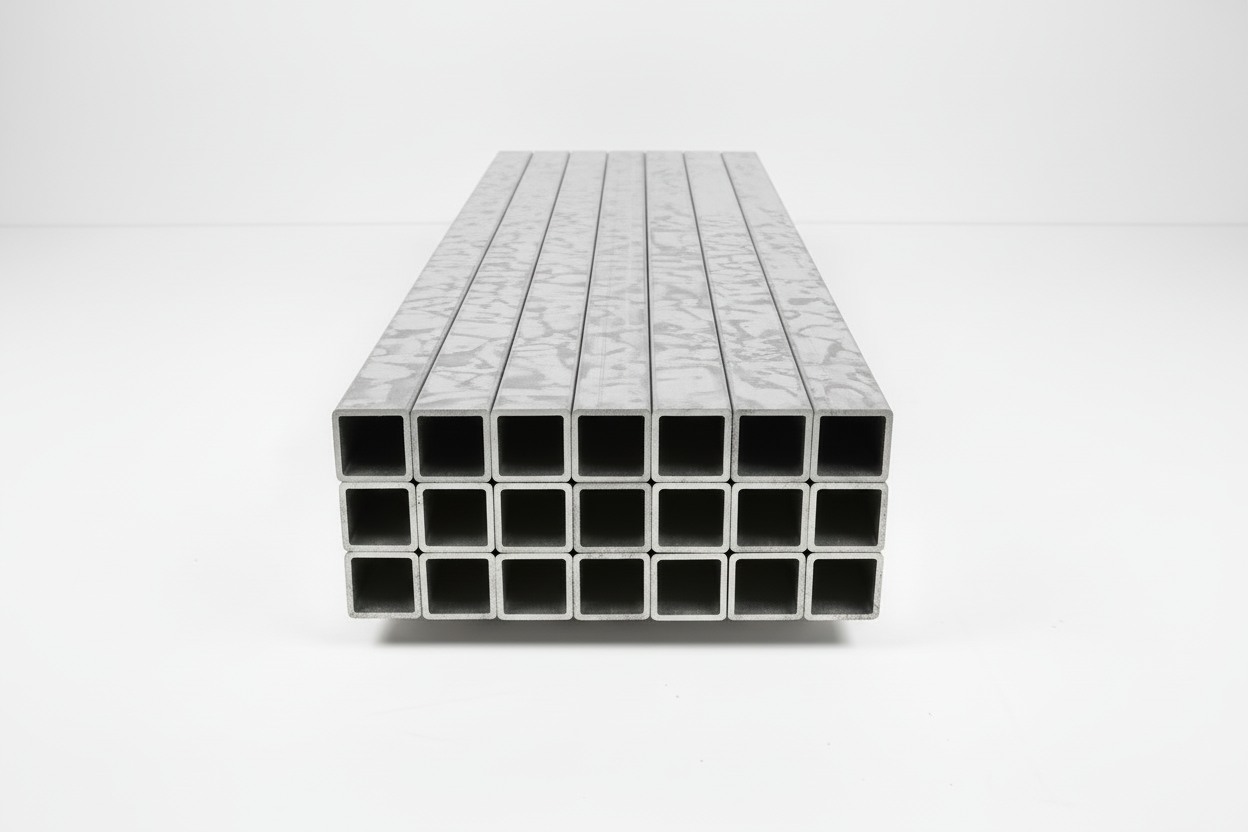 Stack of galvanized tube steel