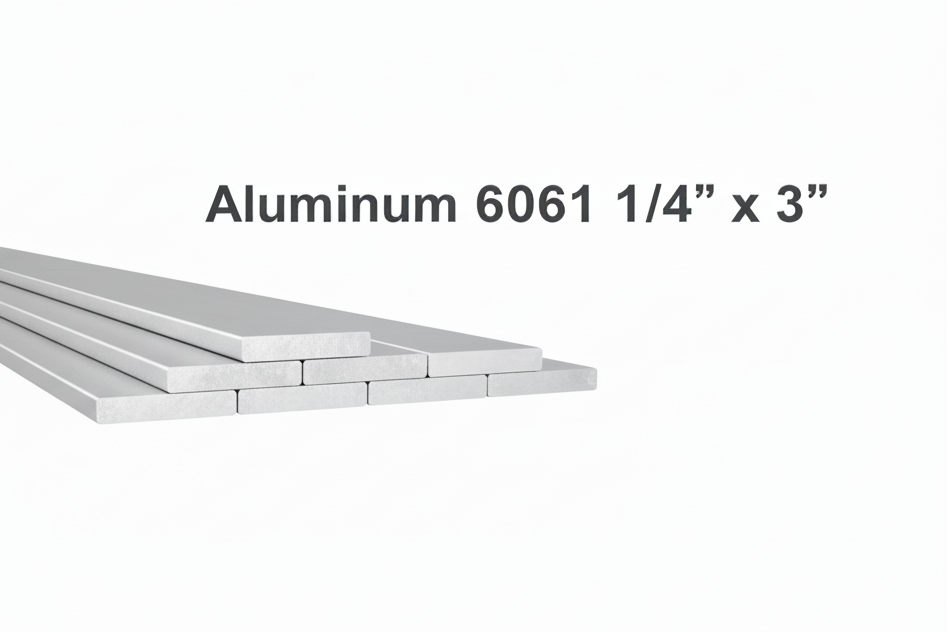 1/4” x 3” Aluminum Flat Bar Grade 6061-T6 Rectangle Flat Bar - Grade 6061 - 0.25” Aluminum Metal Strip Plate for Fabrication - Welding Practice Coupons