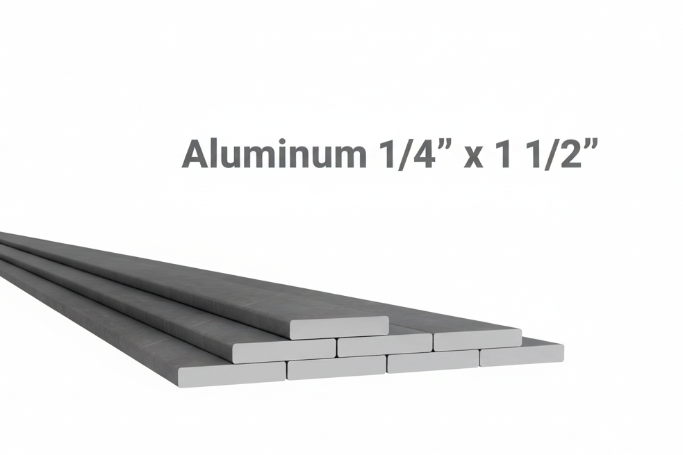 1/4” x 1 1/2” Aluminum Rectangle Flat Bar - 6061 Strip Plate - 0.25” x 1.5” Aluminum Metal Strip Plate - Welding Test Practice Coupons