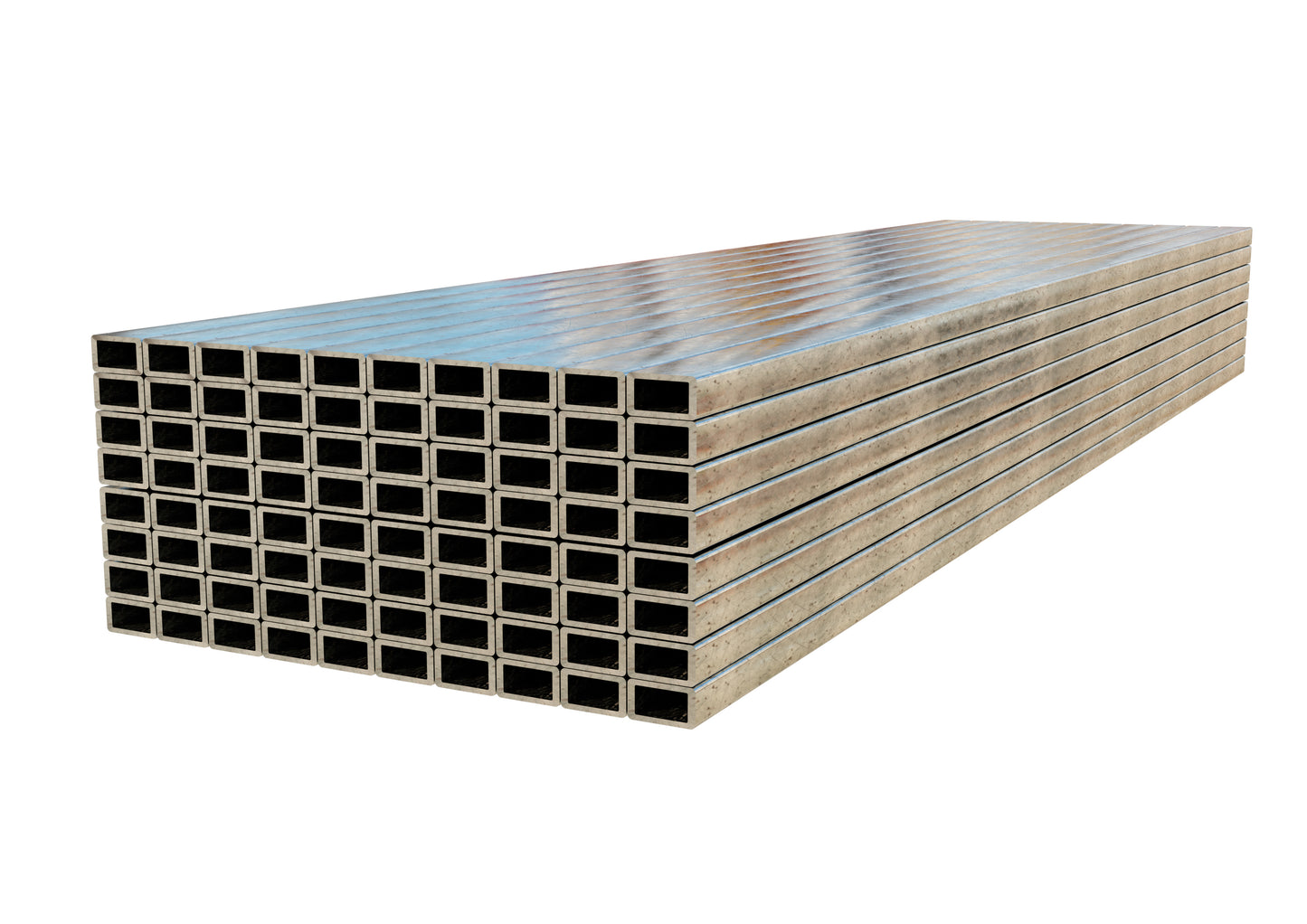 Stack of rectangular metal tubes 