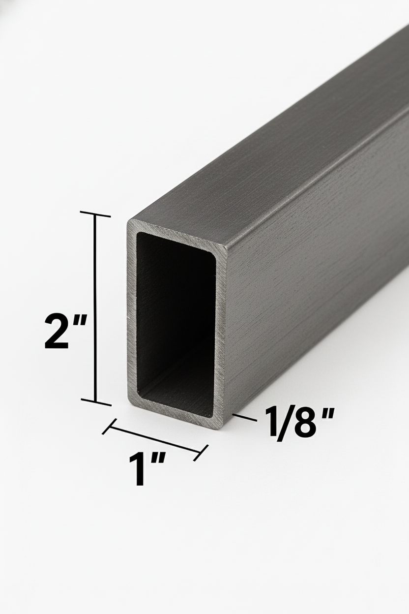 Steel 2” x 1” x 1/8” rectangle tube